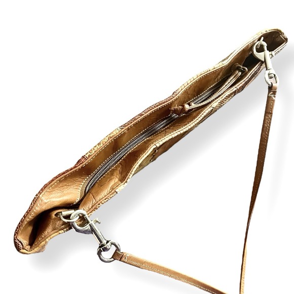 Vintage Creations By Lama Snakeskin Leather Clutch Shoulder Bag Brown Patchwork - Picture 7 of 10